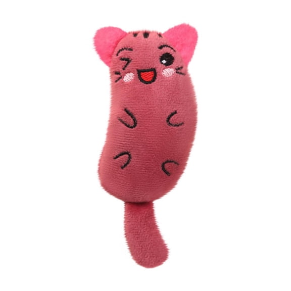 Cat Toys for Cats Interactive, QQZ Self Play Catnip Chew Toys, Dog Shaped Gnaw Resistance Plastics Teething Cleaning Toy for Kittens, Red