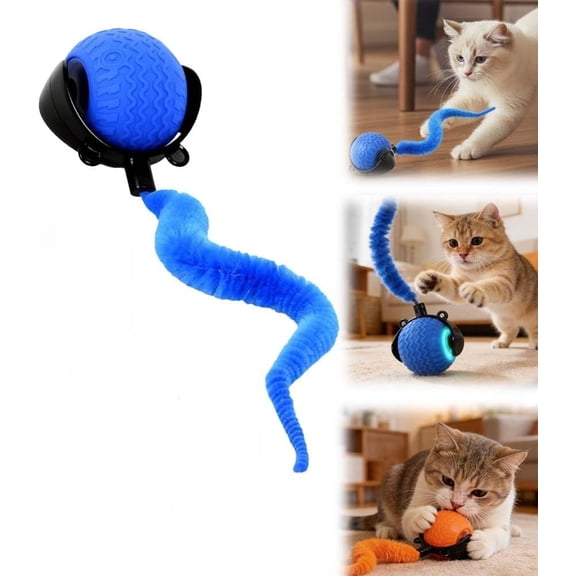 Cat Toys for Indoor Cats, Automatic Moving, Rechargeable Feather Tail Cat Toy with Stimulation for Small Medium Large Cats
