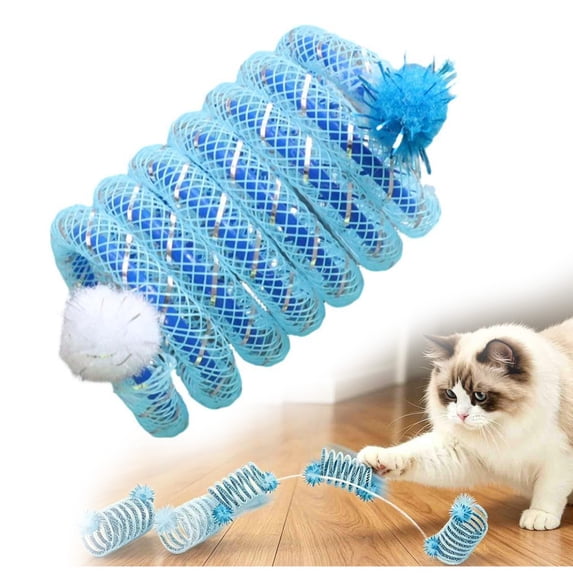 Cat Toys for Indoor Cats,Spring Toys for Cats,Cat Spring Hunting Toy Indoor Cat Bouncing Tube Chase Toy,2.4IN Animal Play Interactive(Blue)