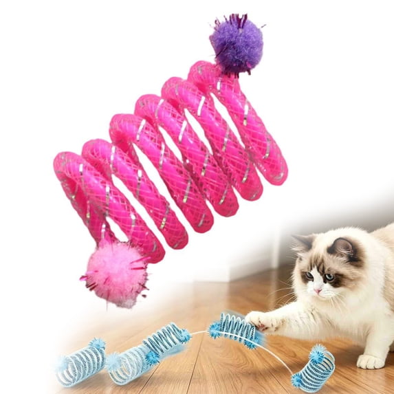 Cat Toys for Indoor Cats,Spring Toys for Cats,Cat Spring Hunting Toy Indoor Cat Bouncing Tube Chase Toy,2.4IN Animal Play Interactive(Pink)