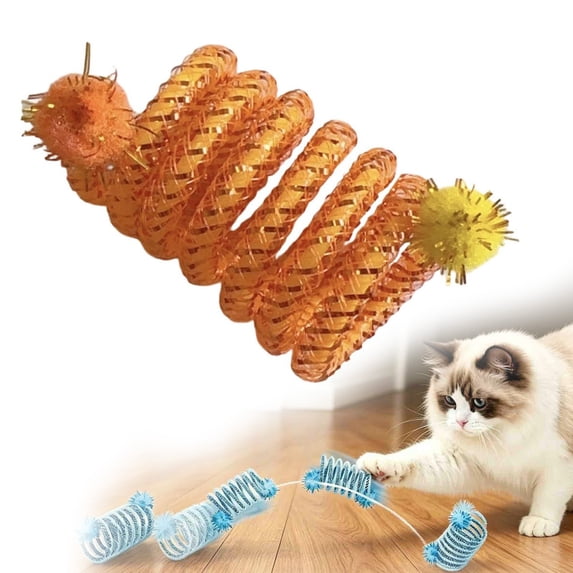 Cat Toys for Indoor Cats,Spring Toys for Cats,Cat Spring Hunting Toy Indoor Cat Bouncing Tube Chase Toy,2.4IN Animal Play Interactive(Yellow)