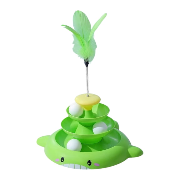 Cat Track Cat Tower Interactive Toy for Indoor with Detachable Track Puzzle Exercise & Motion Toy for Cats and Dogs Robust Track Play, 30x30cm, Green