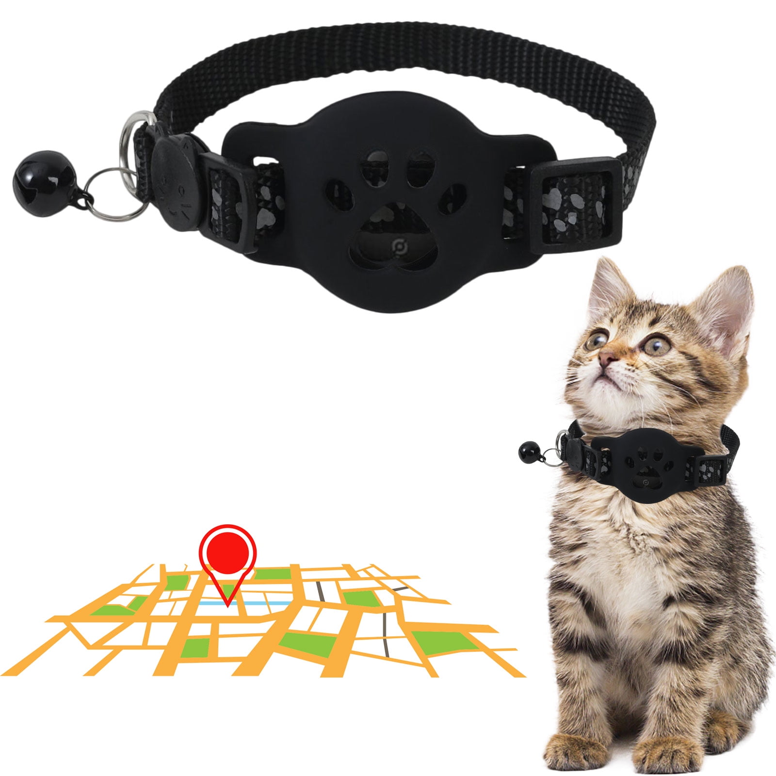 Cat Tracker For Sale Cat Tracker (2 Pack)-Real-Time GPS Tracker For Cats - No Monthly Fee - Works With Apple Find My (Only IOS) - Elastic Cat Collar - GPS Tracking Device