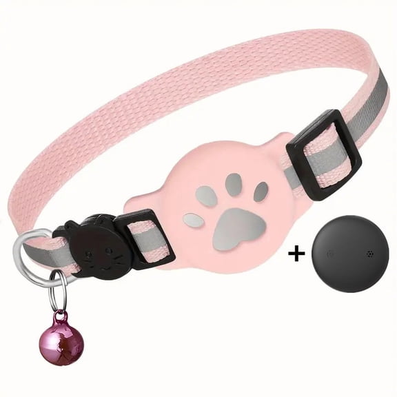 Cat Tracker Collar for Small Cats - Real Time Cat GPS Tracker No Monthly Fee, Pet Tracker for Cats Works with Apple Find My (Only iOS), No SIM Required (Collar + black tracker)