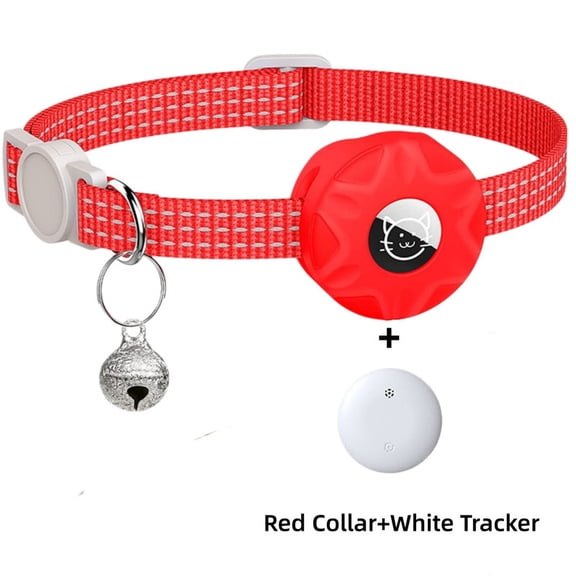 Cat Tracker GPS Collar (Only iOS) Compatible with Apple Find My No Monthly Fee Waterproof Safety Elastic Buckle Smart Pet Locator Ideal Small Large Cats