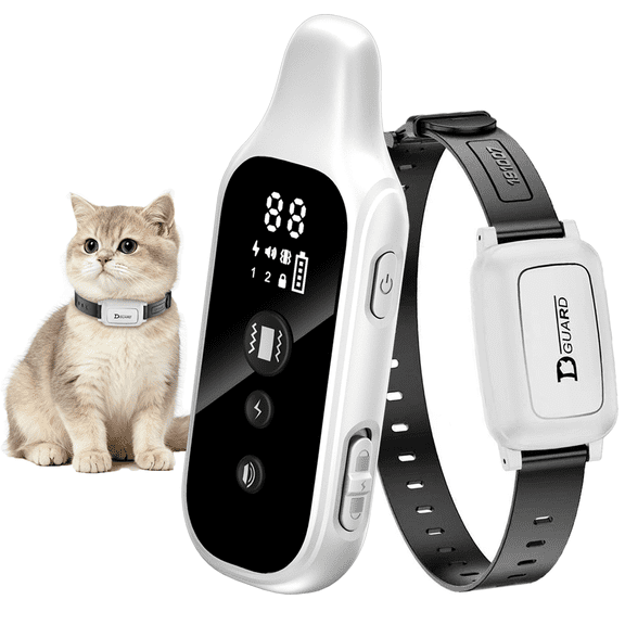 Cat Training Collar with Remote, Waterproof Rechargeable Cat Behavior Collar with Beep, Vibration, Mild Static Stimulation, Cat Anti-Meow Training E-Collar