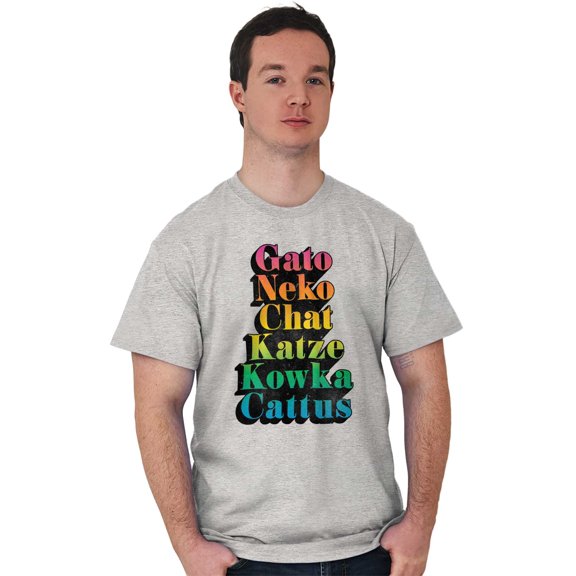 Cat Translation Around the World Men's Graphic T Shirt Tees Brisco Brands M