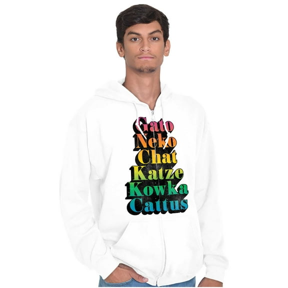 Cat Translation Around the World Zip Up Hoodie Men's Women's Brisco Brands L