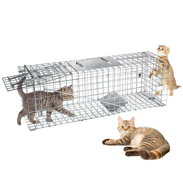 Cat Trap for Stray Cats 24x8x7 Animal Trap Live Traps for Cats Squirrel  Groundhog Opossum Rabbit Skunk Chicken and Small Animal, Pedal Triggered