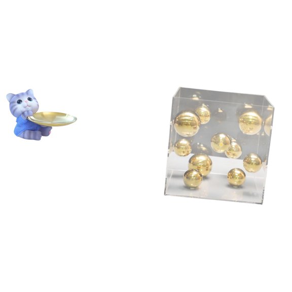 Cat Tray Bear Figurine Square Acrylic Box Durable Resin Material for Living Room Bedroom Office Display