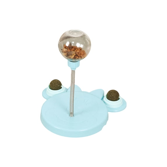 Cat Treat Dispenser Toys, Puzzle Feeder Cat, Interactive Cat Ball, Non-Slip Base, Flexible Spring Mounted, Mental Stimulation, Domestic Cat Play, Blue, 1 Pc