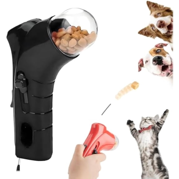 Cat Treat Gun, Cat Treat Launcher, Dog Food Catapult, Pet Treat Gun, Interactive Pet Treat Dispenser Toy, Handheld Cats Treat Launcher, Cats Treat Dispenser Shooter Toy (Blcak)