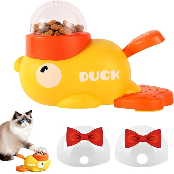 Ducky Cat Treat Dispenser, Yellow Duck Cat Treat Dispenser, Little Duck Cat Toy Treat Feeder for Pet Healthy Eating & Iq Training, for Cats and Dog