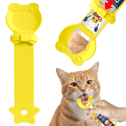 Chef Kitty Lickable Cat Treat Spoon, Squeeze Feeder for Wet Food, Puree & Tube Treats, Mess-Free Cat Feeder, Yellow