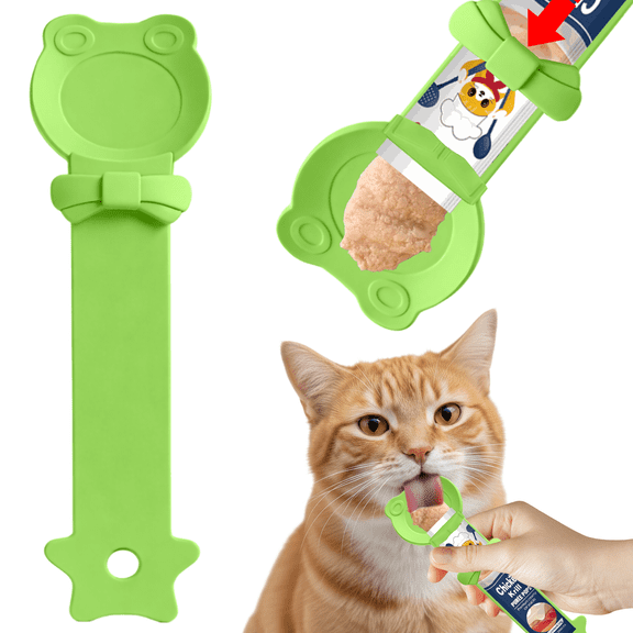 Cat Treat Spoon – Lickable Cat Treat Spoon Squeeze for Wet Food & Tube Treats, Multi-Function Cat Treat Feeder for Cats, Kittens & Small Pets (Green)