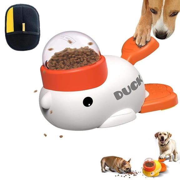 Cat Treat Toy, Duck Cat Treat Dispenser, Yellow Duck Cat Treat Dispenser, Interactive Treat Dispenser with Button, Mental Stimulation, Anti-Gulping for Small Breeds
