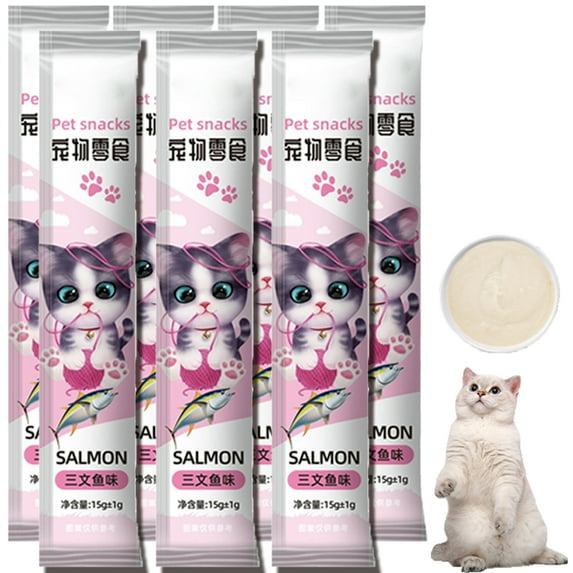 Cat Treats, Lickable, Squeezable Creamy Puree Cat Treat, 0.5 Ounces Each Tube, Salmon Flavor, 81 Tubes.