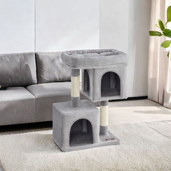 Cat Tree, 29.1-Inch Cat Tower, Cat Condo for Large Cats up to 11 lb, Large Cat Perch, 2 Cat Caves, Scratching Post, Cat Houses for Indoor Cats