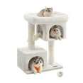 thumbnail image 1 of Cat Tree 33.1-Inch Cat Tower for Large Cats up to 16 lb, Large Perch, 2 Cat Caves, Scratching Post, Cream White, 1 of 8