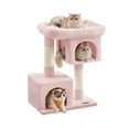 thumbnail image 1 of Cat Tree 33.1-Inch Cat Tower for Large Cats up to 16 lb, Large Perch, 2 Cat Caves, Scratching Post, Pink, 1 of 8