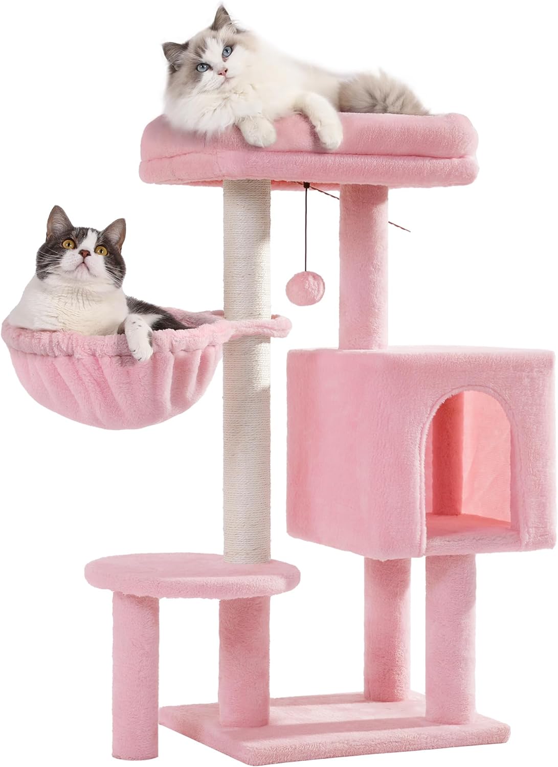 Cat Tree 34 Inches Cat Tower with Padded Top Perch, Comfy Hammock