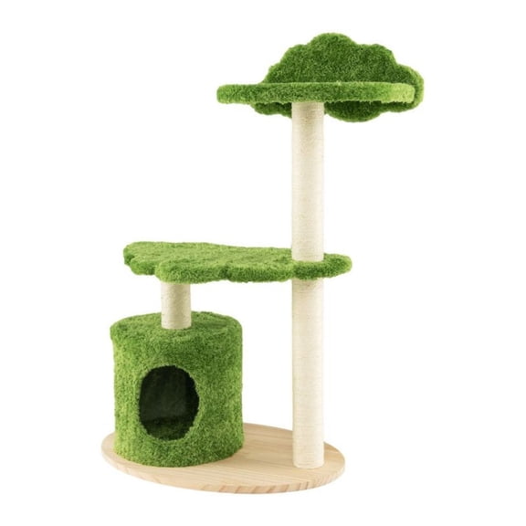 Cat Tree 38 Inch Cute Kitten Tower with Sisal Scratching Posts, Green Indoor Cat Condo
