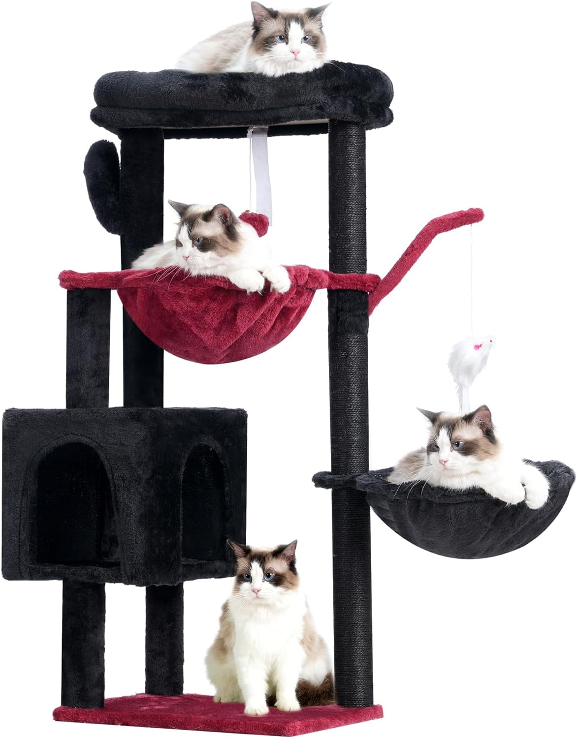 Cat Tree 39.4 Inches Tower Condo with Scratching Post Cat Tower for Indoor Cats Fully Wrapped Sisal Pole Soft Platform 2 Baskets and Dangling Toy Blue and Pink Walmart