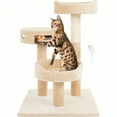 thumbnail image 1 of Cat Tree 3Tier Tall Cat Tower Condo With 2 Napping Perches Sisal Rope Scratching Post Hanging Mouse And Interactive Wheel Toy By Beige 27.5, 1 of 7