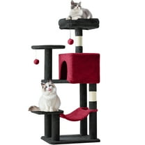 Cat Tree, 44-Inch Cat Tower with Sisal Scratching Post, Multi-Level Plush Pet' Toy Tree with Climbing Ladder, Pink