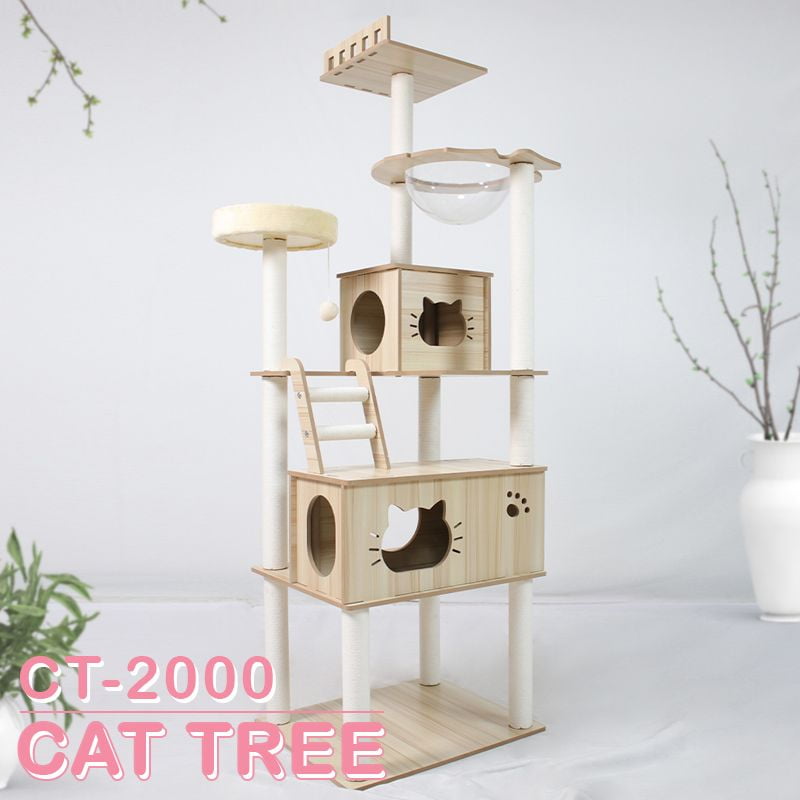 Cat Tree 71.7-Inch Tall Modern Cat Tower for Large Indoor Cats, Multi-Level Cat Condo with Caves, Dome, 4 Scratching Posts, Perch Jumping Platforms Scratching Posts, and Hideaways