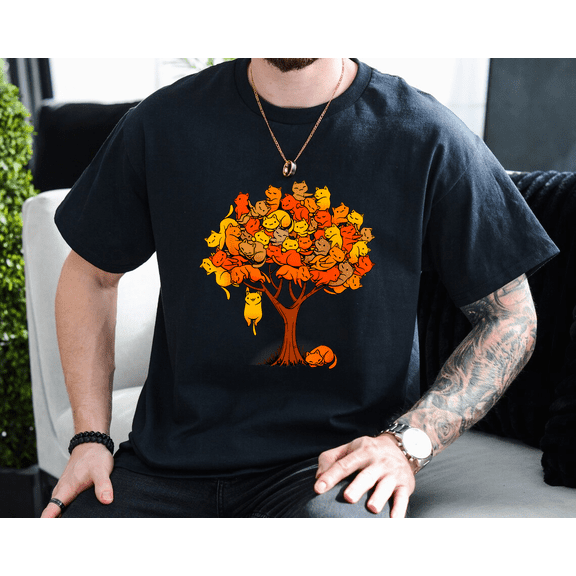 Cat Tree Cat Lover Nature Fall Winter Kitten Kitty Unisex T-Shirt, up to size 3XL.