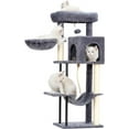 thumbnail image 1 of Cat Tree, Cat Tower for Indoor Cats, 43.3 inch Cat Tree Tower with Sturdy Steel Tube, Hammock, Cat Condo for Small Cats and Kittens, Scratching Post, Smoky Gray GCT004SG, 1 of 7