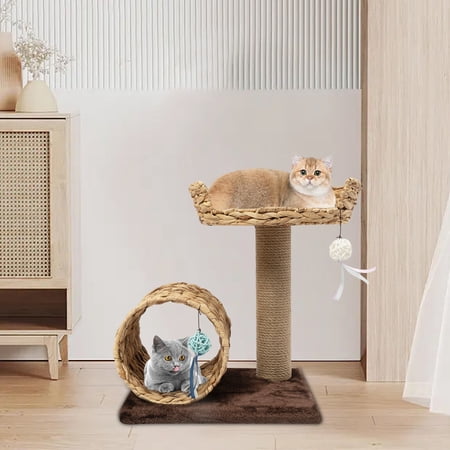 Cat Tree Condo Tower Climbing Scratcher Furniture Scratching Post W/ 2 Toy Balls