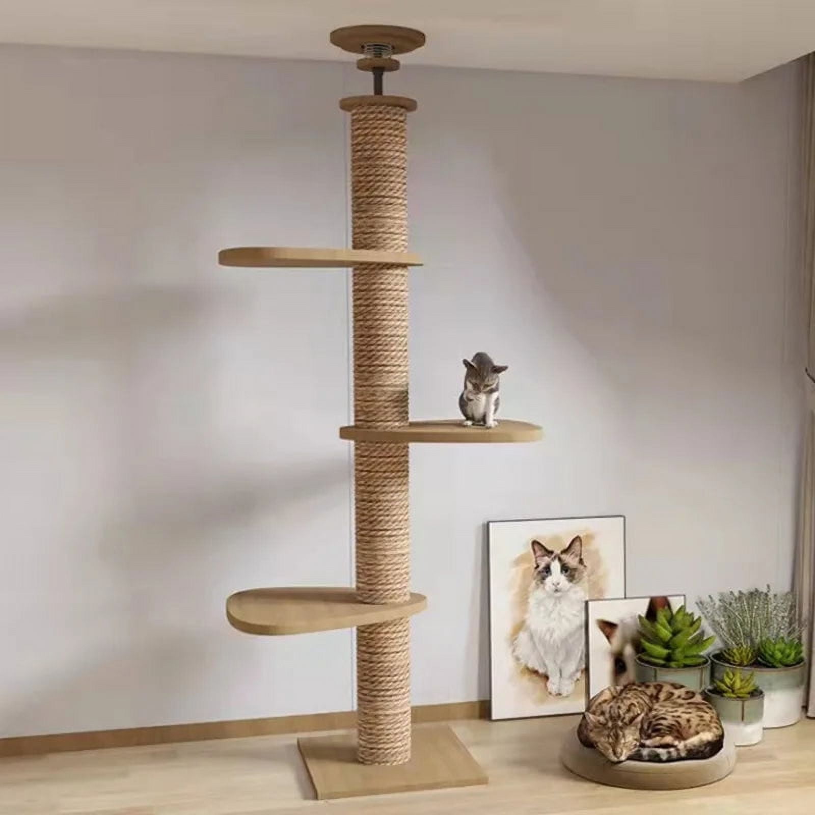 Cat Tree Floor to Ceiling Cat Tower Adjustable Kitten MultiLevel Condo