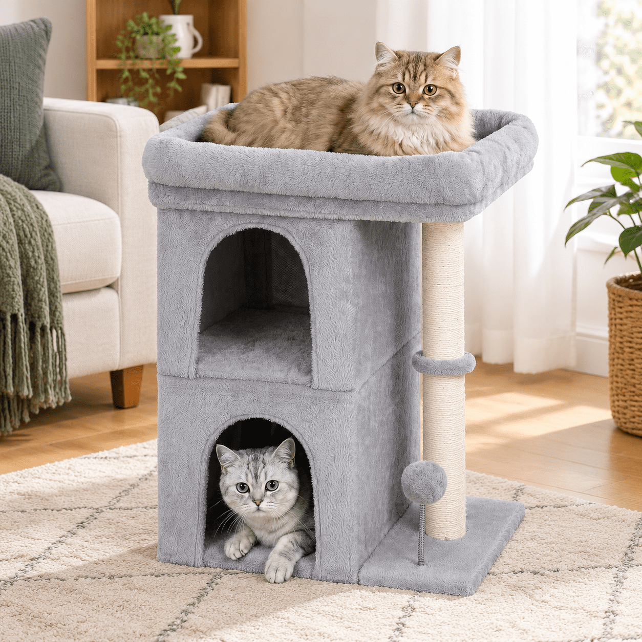 Large Cattery Cat Tree For Large 2 Cozy Condo House & Fat Cats - Walmart.com