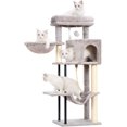 thumbnail image 1 of Cat Tree for Indoor Cats with Steel Legs(Sturdy and Robust), Cat Tower with Platform, Cat Basket and Hammock, 2 Door Cat Condo, Hanging Sisal Rope, Cat Scratching Post, Light Gray, 1 of 16