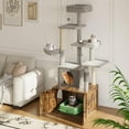 thumbnail image 1 of Cat Tree with Litter Box Enclosure, 2-in-1 Modern Cat Tower with Scratching Posts, Multiple Platform and Large Condo, Multilevel Indoor Kitten House, Rustic Brown, 1 of 7