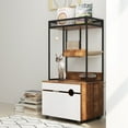 thumbnail image 1 of Cat Tree with Cat Litter Box Enclosure, Hidden Cat Washroom Furniture with Divider, Large Wooden Cat House with Cat Tree Condo, Industrial Cat Cabinet with Shelves and Doors, Rustic Brown, 1 of 8