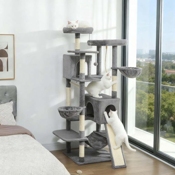 Cat Tree, Multi-Level Cat Tower 69" Cat Tree, Dark Gray Cat Tree For Large Cats,Cotton,Particle Board Cat Condo, Pet Supplies Trees & Condos Multi-Level Cat Tower 69" Cat Tree