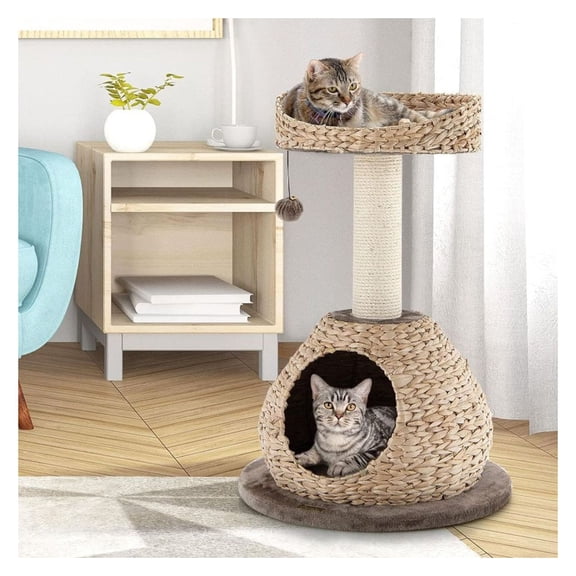 Cat Tree Tower 28 Inch, Handmade Cat Climbing Tower with Platform