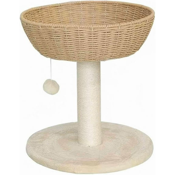 Cat Tree Tower,Handwoven Large Nest,Woven Rattan Cat Condo, Cat Bed,Suitable for Cats Weighing Up to 20 Pounds