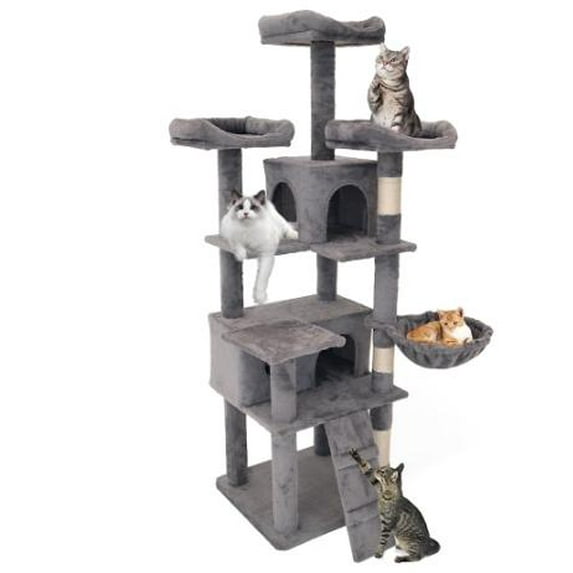 Cat Tree Tower Kitten Condo Scratching Post with Hammock Basket 63in