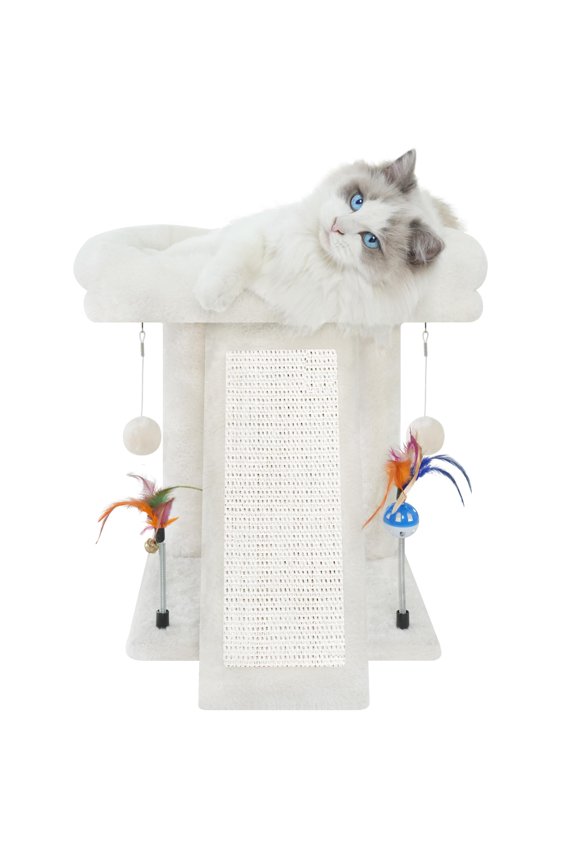 Cat Tree Tower with Cat Scratching Post for Indoor Cats, Activity Centre Climbing Tree with Scratching Board and Playful Toy Balls, Grey