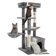 Cat Tree for Indoor Cats, 45 Inches Multi-Level Cat Tower with Sisal Covered Scratching Posts, Spacious Condo, Cozy Hammock and Plush Top Perch