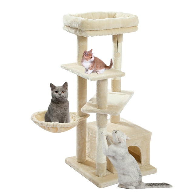 Large Cat Tree, 45in Tower with Sisal Posts, Hammock, Plush Perch, and ...