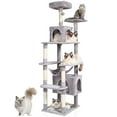 thumbnail image 1 of Cat Tree for Indoor Cats, 72" Cat Tower with 2 Cat Condos, Sisal Scratching Post, Hammock, Top Perch, Jumping Platforms 72" - Light Grey, 1 of 5