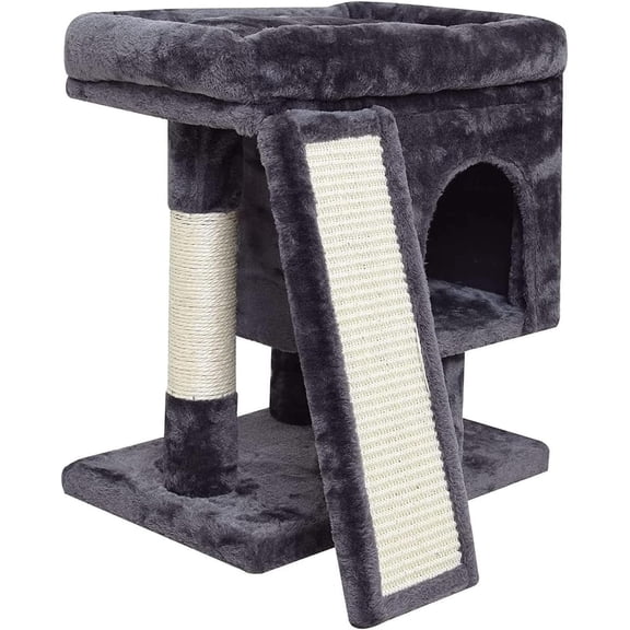 Cat Tree for Indoor Cats, Activity Tower with Scratching Post, Modern House with Padded Perch, Condo with Board, Cat Cave