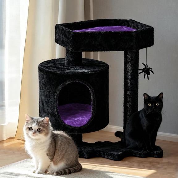 Cat Tree for Indoor Cats, Gothic Cat Tree with Coffin Bed