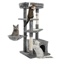 Cat Tree for  Large Cats, Multi-Level Cat Tower with Sisal Covered Scratching Posts, Spacious Condo, Cozy Hammock and Plush Top Perch