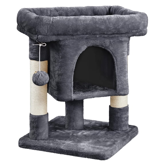 Cat Tree for Large Cats, Extra Wide Plush Perch, Sturdy Scratching Posts with Sisal, Cozy Condo for Kittens and Adult Cats, Play and Nap, Gray